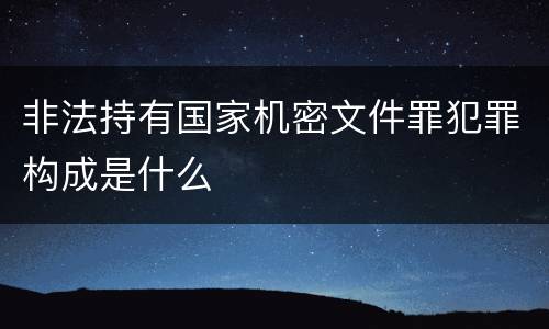 非法持有国家机密文件罪犯罪构成是什么