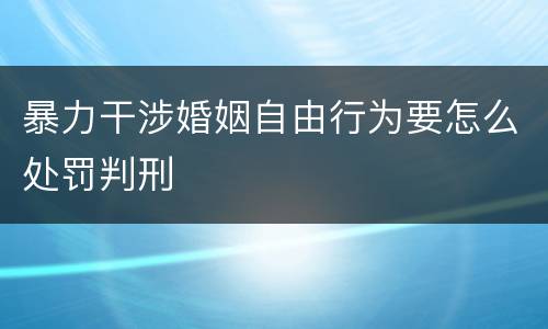 暴力干涉婚姻自由行为要怎么处罚判刑