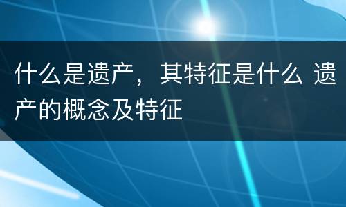 什么是遗产，其特征是什么 遗产的概念及特征
