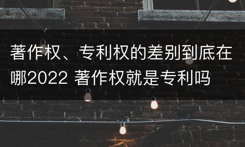 著作权、专利权的差别到底在哪2022 著作权就是专利吗