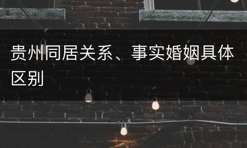 贵州同居关系、事实婚姻具体区别
