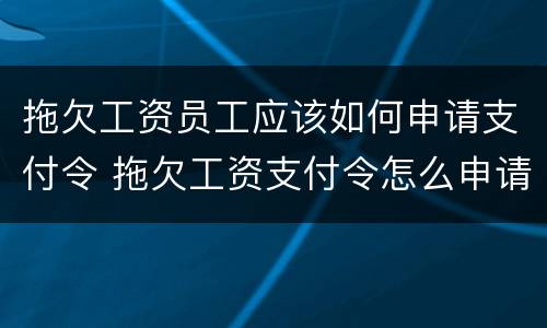 拖欠工资员工应该如何申请支付令 拖欠工资支付令怎么申请