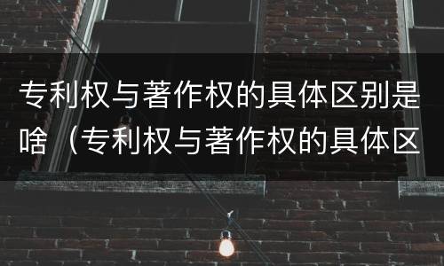 专利权与著作权的具体区别是啥（专利权与著作权的具体区别是啥呀）