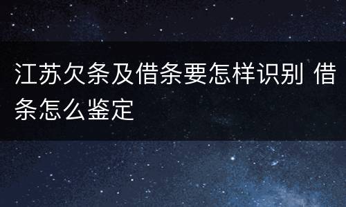 江苏欠条及借条要怎样识别 借条怎么鉴定