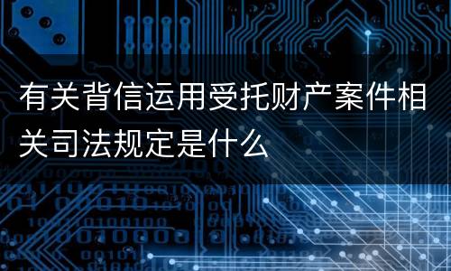 有关背信运用受托财产案件相关司法规定是什么