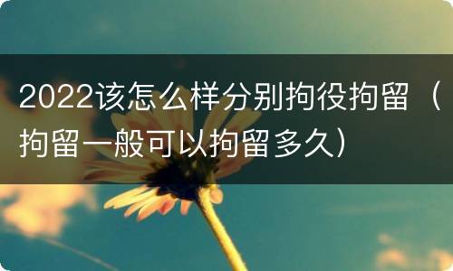 2022该怎么样分别拘役拘留（拘留一般可以拘留多久）