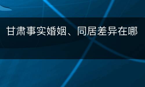 甘肃事实婚姻、同居差异在哪