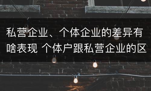 私营企业、个体企业的差异有啥表现 个体户跟私营企业的区别