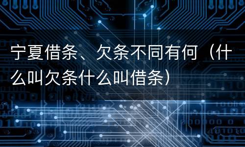 宁夏借条、欠条不同有何（什么叫欠条什么叫借条）