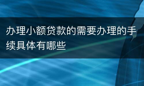 办理小额贷款的需要办理的手续具体有哪些