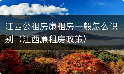 江西公租房廉租房一般怎么识别（江西廉租房政策）