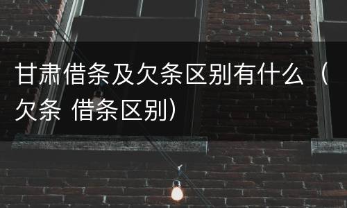甘肃借条及欠条区别有什么（欠条 借条区别）