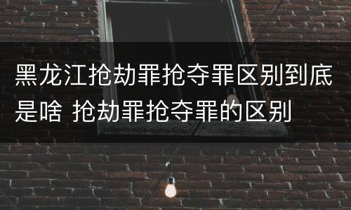黑龙江抢劫罪抢夺罪区别到底是啥 抢劫罪抢夺罪的区别