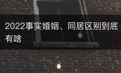 2022事实婚姻、同居区别到底有啥