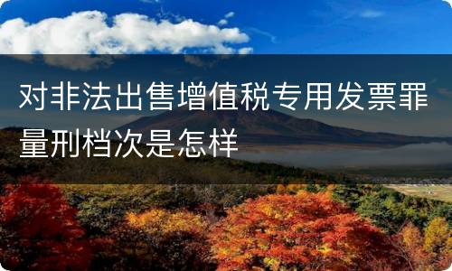 对非法出售增值税专用发票罪量刑档次是怎样