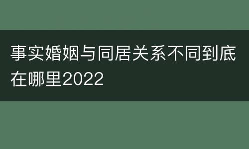 事实婚姻与同居关系不同到底在哪里2022