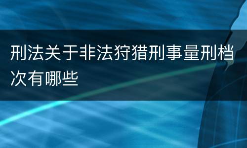 刑法关于非法狩猎刑事量刑档次有哪些