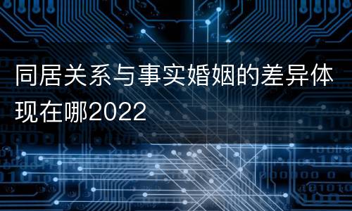 同居关系与事实婚姻的差异体现在哪2022