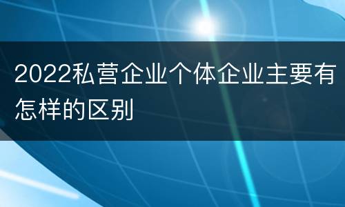 2022私营企业个体企业主要有怎样的区别