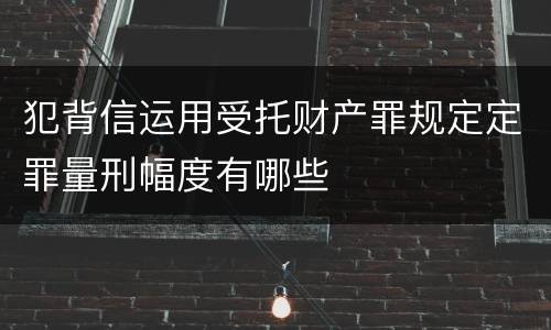 犯背信运用受托财产罪规定定罪量刑幅度有哪些