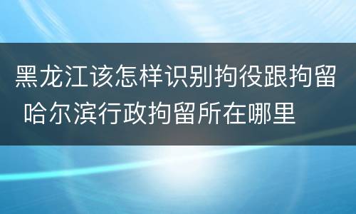 黑龙江该怎样识别拘役跟拘留 哈尔滨行政拘留所在哪里