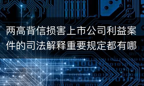 两高背信损害上市公司利益案件的司法解释重要规定都有哪些