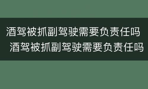 酒驾被抓副驾驶需要负责任吗 酒驾被抓副驾驶需要负责任吗