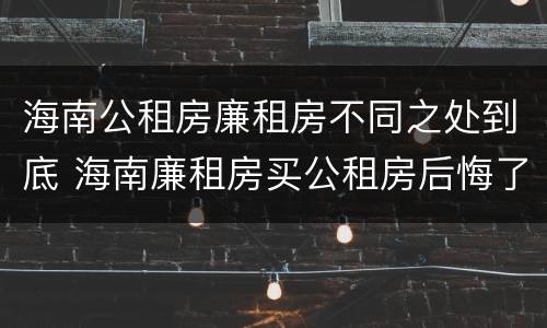 海南公租房廉租房不同之处到底 海南廉租房买公租房后悔了
