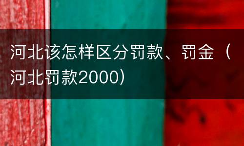 河北该怎样区分罚款、罚金（河北罚款2000）