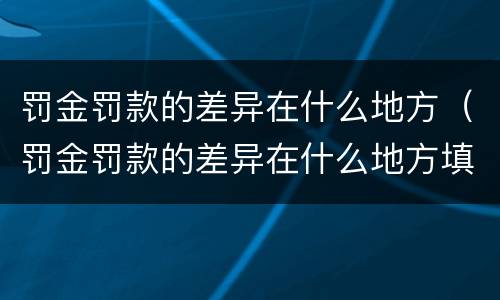 罚金罚款的差异在什么地方（罚金罚款的差异在什么地方填写）