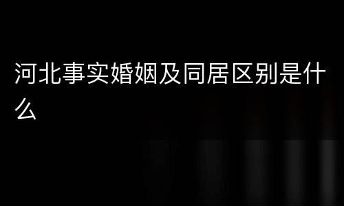 河北事实婚姻及同居区别是什么