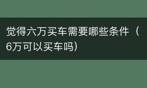 觉得六万买车需要哪些条件（6万可以买车吗）