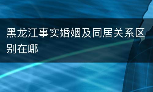 黑龙江事实婚姻及同居关系区别在哪
