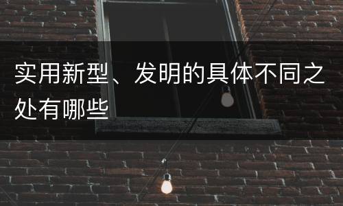 实用新型、发明的具体不同之处有哪些