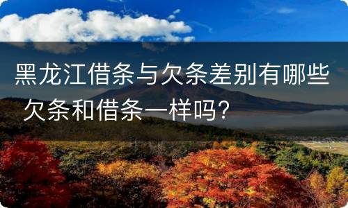 黑龙江借条与欠条差别有哪些 欠条和借条一样吗?