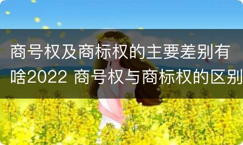 商号权及商标权的主要差别有啥2022 商号权与商标权的区别