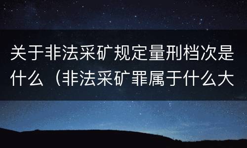 关于非法采矿规定量刑档次是什么（非法采矿罪属于什么大类）