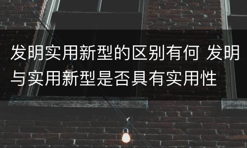 发明实用新型的区别有何 发明与实用新型是否具有实用性