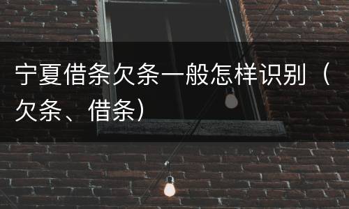 宁夏借条欠条一般怎样识别（欠条、借条）
