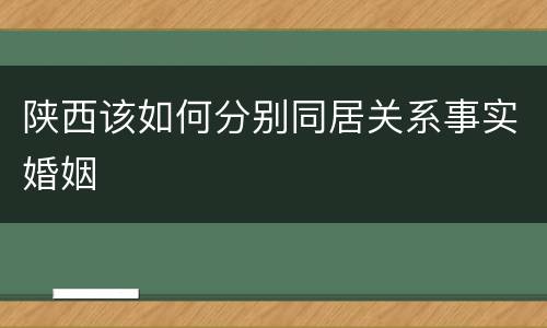 陕西该如何分别同居关系事实婚姻