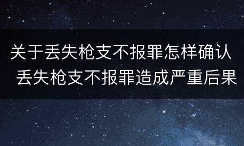 关于丢失枪支不报罪怎样确认 丢失枪支不报罪造成严重后果
