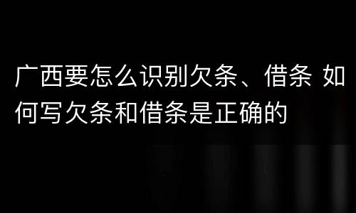 广西要怎么识别欠条、借条 如何写欠条和借条是正确的