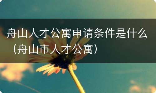 舟山人才公寓申请条件是什么（舟山市人才公寓）