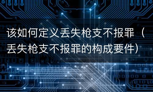 该如何定义丢失枪支不报罪（丢失枪支不报罪的构成要件）