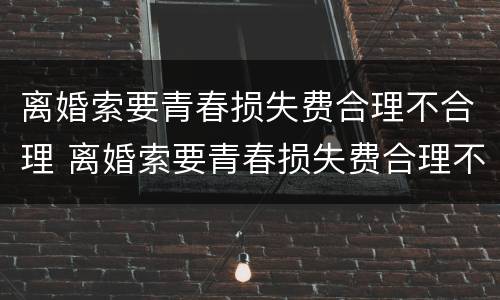 离婚索要青春损失费合理不合理 离婚索要青春损失费合理不合理怎么办