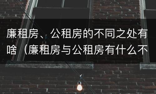 廉租房、公租房的不同之处有啥（廉租房与公租房有什么不同）