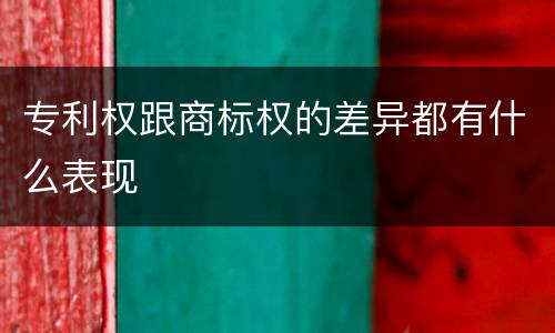 专利权跟商标权的差异都有什么表现