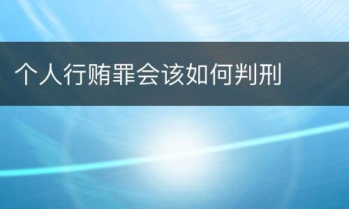 个人行贿罪会该如何判刑