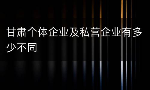甘肃个体企业及私营企业有多少不同