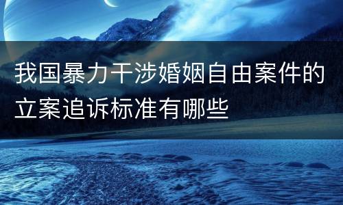 我国暴力干涉婚姻自由案件的立案追诉标准有哪些